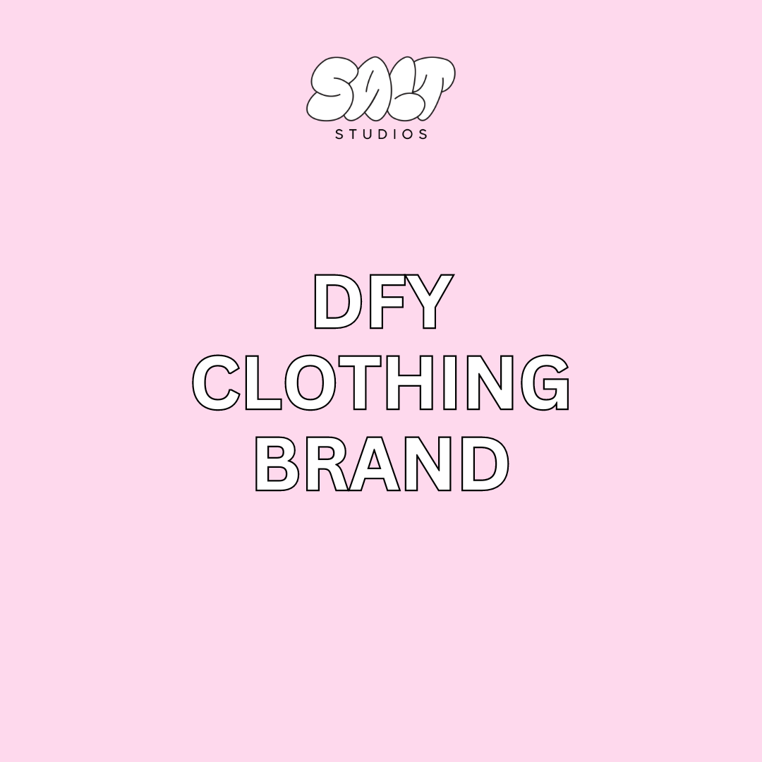 A picture with the text "DFY Clothing Brand"