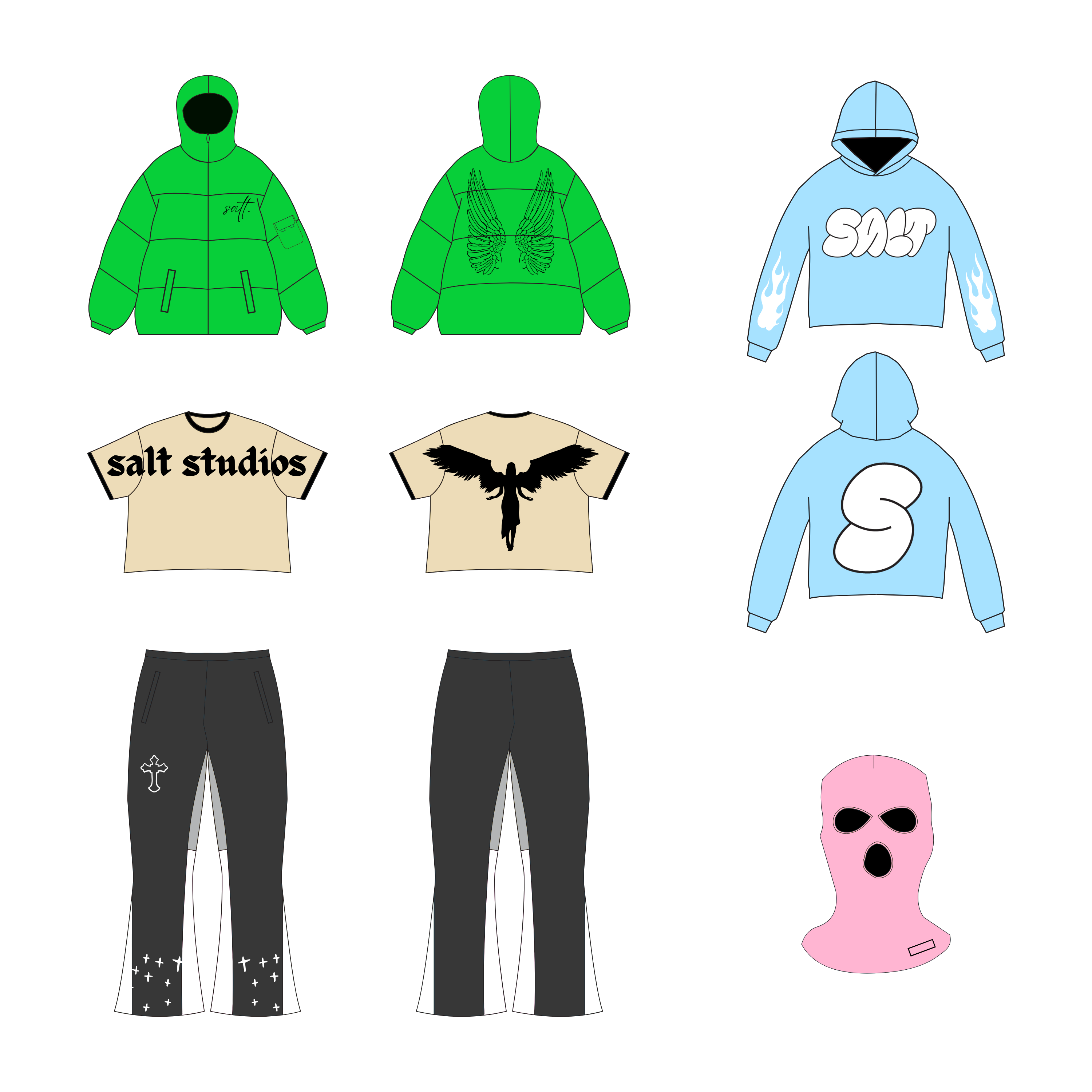 A picture showing different customization examples using the That Guy Mockup Pack