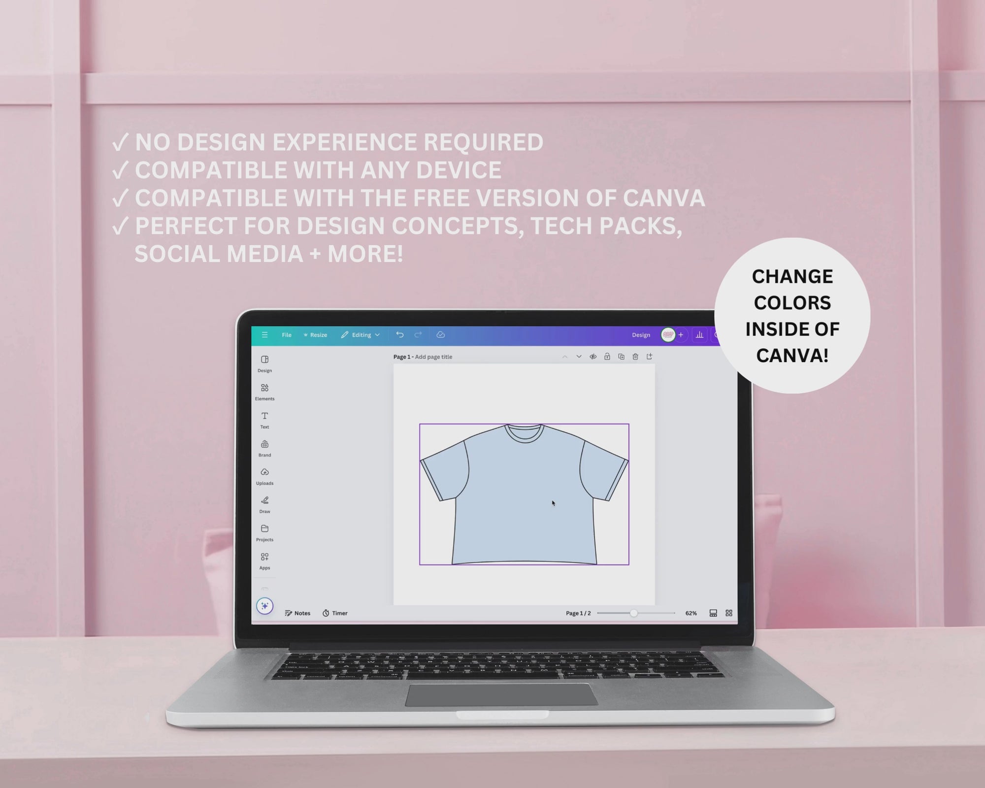 A short video showing the ability to change colors of a mockup in Canva