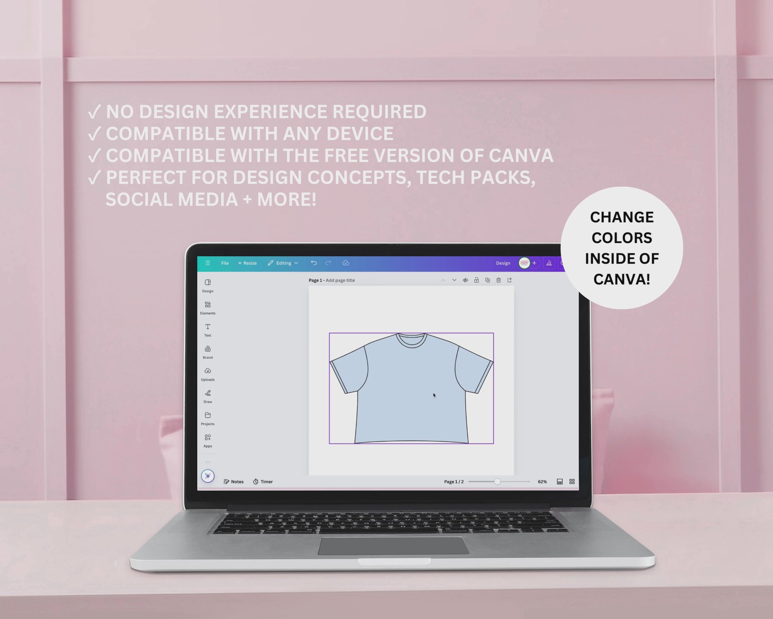 A short video showing the ability to change colors of a mockup in Canva