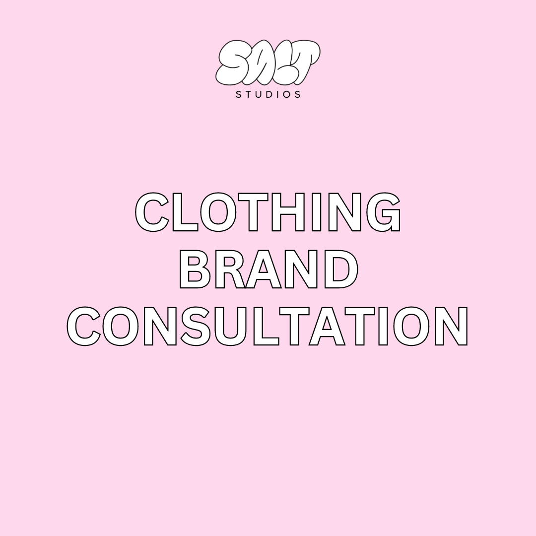 A picture with the text "Clothing Brand Consultation”