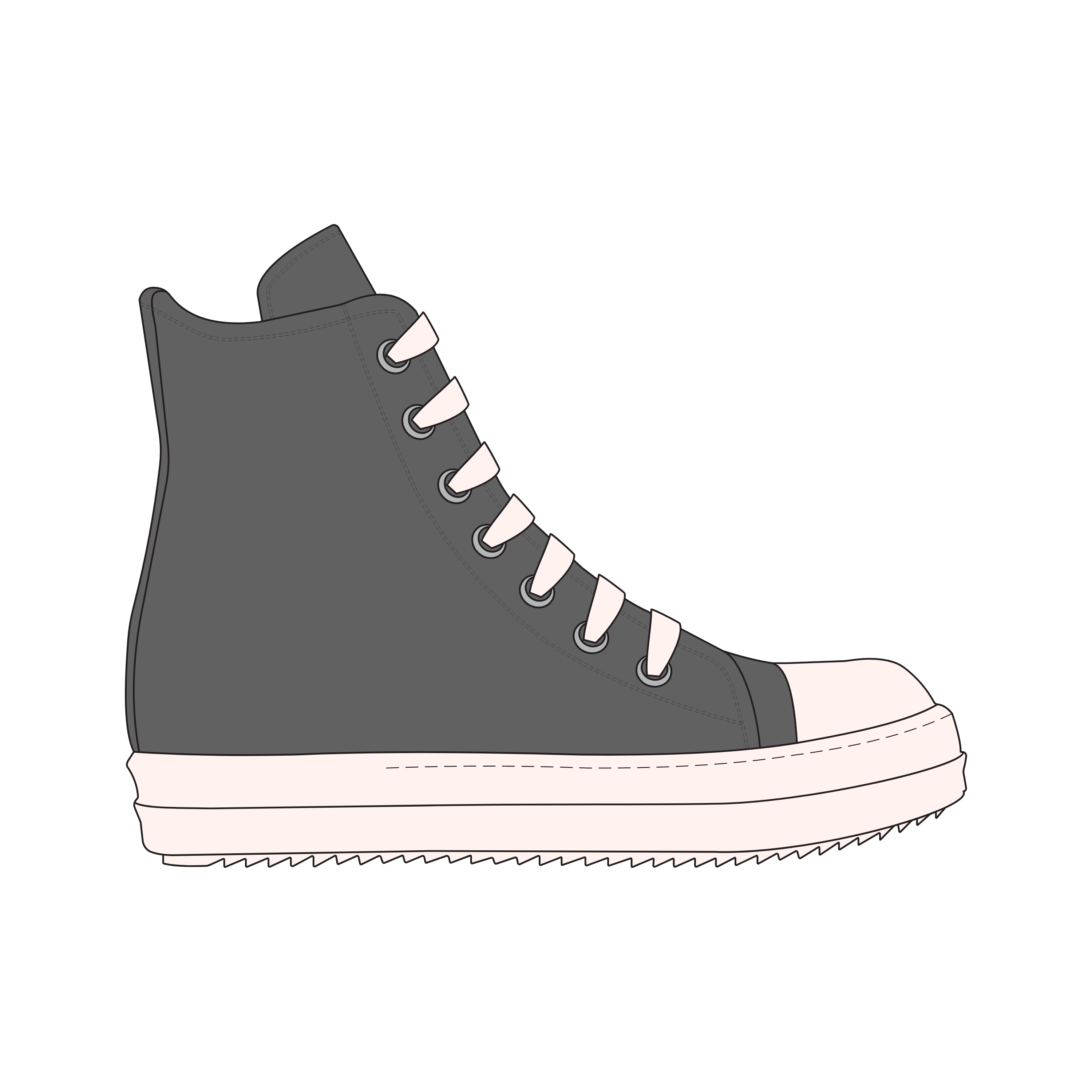 A black and cream high top sneaker mockup