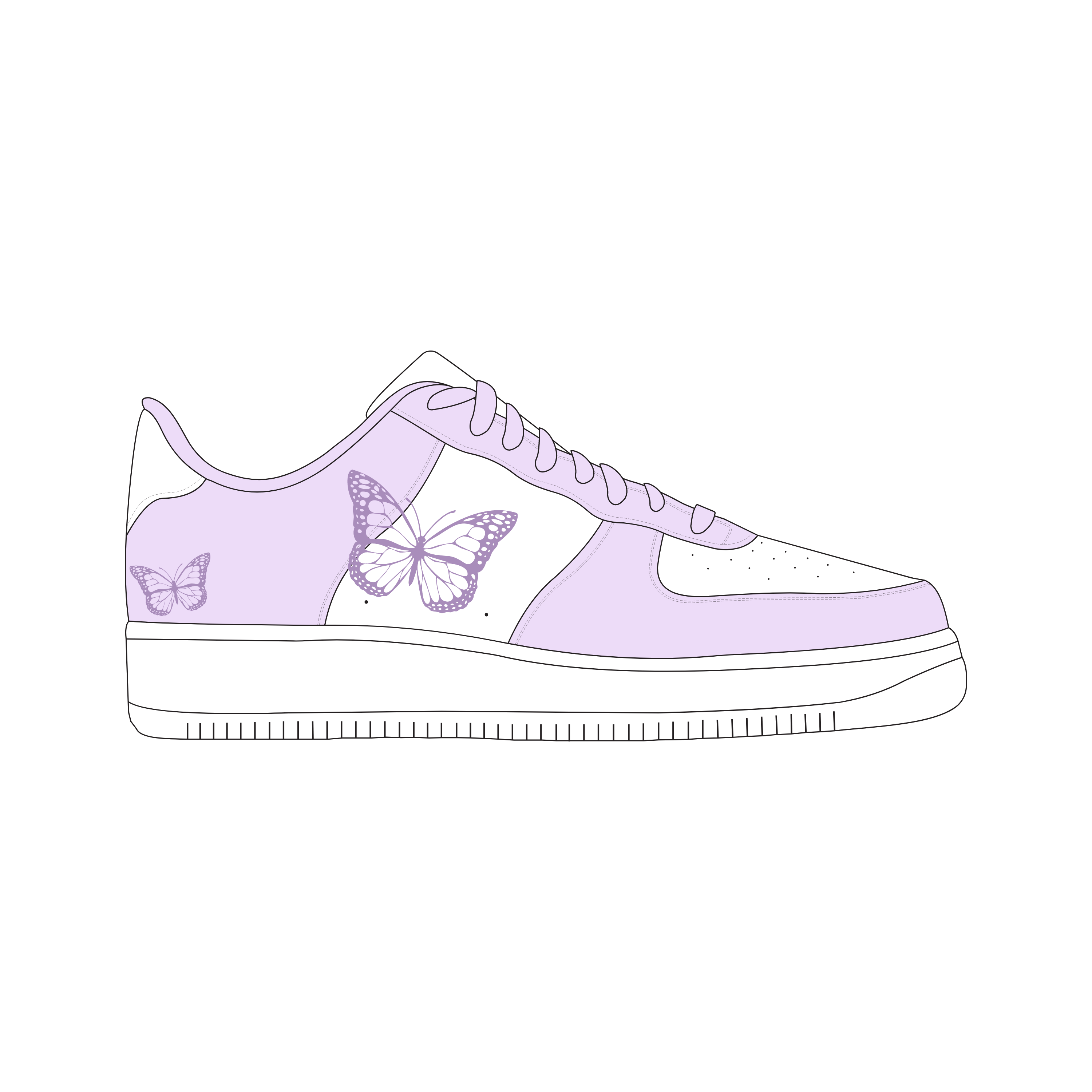 A purple and white sneaker mockup